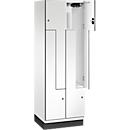 Vestiaire Z Cambio de C+P, 2 compartiments, avec socle, L 600 x P 525 x H 1980 mm, blanc signalisation/blanc