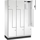 Vestiaire Z Cambio de C+P, 3 compartiments, avec socle, L 1200 x P 525 x H 1980 mm, blanc signalisation/blanc