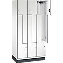 Vestiaire Z Cambio de C+P, 3 compartiments, avec socle, L 900 x P 525 x H 1980 mm, blanc signalisation/blanc