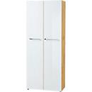 Vijlkast MONTERIA, glasfront, afsluitbaar, 5 OH, B 800 x D 370 x H 1960 mm, Navarraanse eik/wit