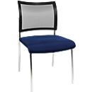 Visitor's chair, 4 legs, mesh, without armrests, set of 2, blue