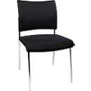 Visitor's chair, 4 legs, upholstered, without armrests, set of 2, black