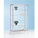 Vitrine à poser BST, classe de protection incendie B1, 5 compartiments, portes coulissantes verrouillables, L 1200 x P 500 x H 1950 mm, aluminium/verre, argenté