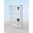 Vitrine à poser BST, classe de protection incendie B1, 5 compartiments, portes coulissantes verrouillables, L 800 x P 500 x H 1950 mm, aluminium/verre, argenté