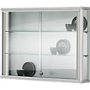 Vitrine murale, à suspendre, 2 étagères en verre réglables, portes coulissantes verrouillables, verre de sécurité trempé, L 1000 x P 200 x H 800 mm