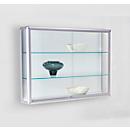 Vitrine murale BST, classe de protection incendie B1, 3 compartiments, portes coulissantes verrouillables, L 1020 x P 300 x H 1020 mm, aluminium/verre/métal, argenté-blanc