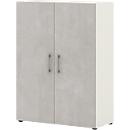 Vleugeldeurkast TEMPIO - van hout - 3 OH - B 800 x D 340 x H 1070 mm - wit/beton