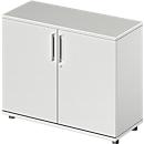 Vleugeldeurkast TETRIS WOOD - B 1000 x D 421 x H 800 mm - 2 OH - hoogte inclusief glijders - lichtgrijs - ons merk Schäfer Shop Genius