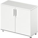Vleugeldeurkast TETRIS WOOD - B 1000 x D 421 x H 800 mm - 2 OH - hoogte inclusief glijders - wit - ons merk Schäfer Shop Genius