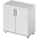 Vleugeldeurkast TETRIS WOOD - B 800 x D 421 x H 800 mm - 2 OH - hoogte inclusief glijders - lichtgrijs - ons merk Schäfer Shop Genius