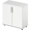Vleugeldeurkast TETRIS WOOD - B 800 x D 421 x H 800 mm - 2 OH - hoogte inclusief glijders - wit- ons merk Schäfer Shop Genius