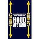 Voetmat “Afstand houden”, polyamide/vinyl, L 1500 x B 900 mm, blauw/geel/wit, Nederlandse markering