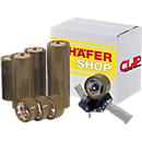 Voordeelset: kwaliteitsverpakkingsplakband CLIP 24 + afroller