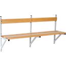 Wall bench, wood, 2000 mm wide, light grey (RAL 7035)