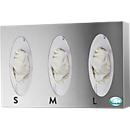 Wall dispenser VAR, for glove boxes/paper towel boxes, 3-compartment model