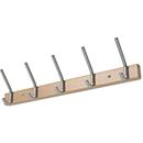 Wall-mounted coat rack, aluminium/beech, 700 mm wide