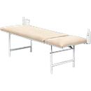 Wand klapstoel, 2000 x 700 x 500 mm, vierkant stalen frame wit, kunstlederen bekleding naturel beige
