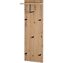 Wandgarderobe HAKU, 5 Haken mit jeweils 3 kg Tragkraft, Kleiderstange, Hutablage, B 300 x T 200 x H 1000 mm, Holz/Metall, helles Eiche-Dekor/schwarz