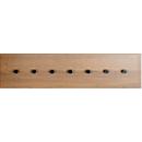 Wandgarderobe HAKU, 7 Haken mit jeweils 3 kg Tragkraft, B 800 x T 50 x H 200 mm, Holz/Metall, dunkles Eiche-Dekor/schwarz