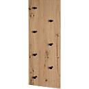 Wandgarderobe HAKU, Hoch- und Querformat, 7 Haken mit jeweils 3 kg Tragkraft, B 800 x T 50 x H 300 mm, Holz/Metall, helles Eiche-Dekor/schwarz
