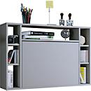 Wandila wandbureau, ideaal voor thuiskantoor, uitklapbaar tafelblad &amp; 7 vakken, B 900 x D 200/670 x H 600 mm, hout, grijs