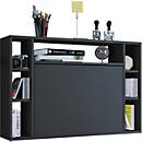 Wandila wandbureau, ideaal voor thuiskantoor, uitklapbaar tafelblad &amp; 7 vakken, B 900 x D 200/670 x H 600 mm, hout, zwart