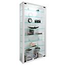 Wandkast Vitrosa Maxi - B 590 x D 180 x H 1140 mm - met LED-verlichting - 8 legborden - glas en hout - wit