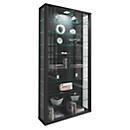 Wandkast Vitrosa Maxi - B 590 x D 180 x H 1140 mm - met LED-verlichting - 8 legborden - glas en hout - zwart