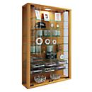 Wandkast Vitrosa Mini - B 590 x D 180 x H 910 mm - met LED-verlichting - 8 legborden - glas en hout - beuken decor 