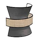 Wandleuchte Gatsby, Samt/Rattan, anthrazit, B 300 x T 300 x H 150 mm, 2 x E27, meet by paperflow