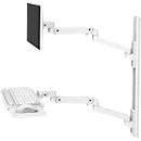 Wandwerkplek Ergotron LX Pro, toetsenbordblad en monitorhouder, tot 34″, kantelen/zwenken/roteren, in hoogte verstelbaar, VESA, metaal, wit