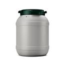 Weithalsfass, Volumen 26 l, mit Deckel, mit UN-Zertifizierung, wasserdicht, stapelbar, L 316 x B 316 x H 425 mm, R-HDPE, grau-grün