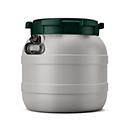 Weithalsfass, Volumen 42 l, mit Deckel/Griff, mit UN-Zertifizierung, wasserdicht, stapelbar, L 410 x B 410 x H 418 mm, R-HDPE, grau-grün