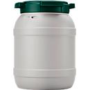 Weithalsfass, Volumen 6 l, mit Deckel, mit UN-Zertifizierung, wasserdicht, stapelbar, L 198 x B 198 x H 265 mm, R-HDPE, grau-grün