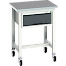 Werkbank Bott verso, Linoleum-Platte, 1 Schublade, mit Querstrebenset, B 700 x T 600 x H 930 mm, Lichtgrau / Anthrazitgrau