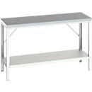 Werkbank Bott verso, Linoleum-Platte, mit Ablageboden, B 1500 x T 600 x H 780 - 930 mm, RAL 7035 Lichtgrau