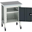 Werkbank Bott verso, linoleumblad, 1 deur &amp; 1 plank, B 700 x D 600 x H 930 mm, lichtgrijs / antracietgrijs