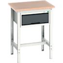 Werkbank Bott verso, Multiplex-Platte, 1 Schublade, mit Querstrebenset, B 700 x T 600 x H 780 - 930 mm, RAL 7035 Lichtgrau / Anthrazitgrau