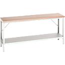 Werkbank Bott verso, Multiplex-Platte, mit Ablageboden, B 2000 x T 600 x H 780 - 930 mm, RAL 7035 Lichtgrau