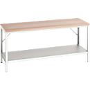 Werkbank Bott verso, Multiplex-Platte, mit Ablageboden, B 2000 x T 800 x H 780 - 930 mm, RAL 7035 Lichtgrau