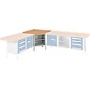 Werkbank-Ecklösung Schäfer Shop Select PWi 75, Buche Multiplexplatte, bis 750 kg, B 1095 x T 1095 x H 840 mm