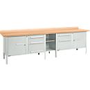 Werkbank in kistuitvoering Schäfer Shop Select PWi 300-2, beuken multiplexplaat, tot 750 kg, B 3000 x D 700 x H 840 mm, lichtgrijs