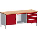 Werkbank met kast 2078-2.8, purperrood