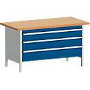 Werkbank met kast cubio KW-1578-2.22, gentiaanblauw