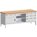 Werkbank met kast cubio KW-2078-2.4, lichtgrijs