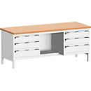 Werkbank met kast cubio KW-2078-2.9, lichtgrijs