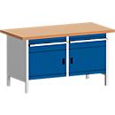 Werkbank met kast KW-1578-2.4, gentiaanblauw