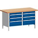 Werkbank met kast KW-1578-2.5, gentiaanblauw