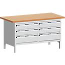 Werkbank met kast KW-1578-2.5, lichtgrijs