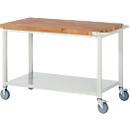 Werkbank Serie 8000, fahrbar, Stahlblech-Ablageboden, B 1250 x T 700 x H 880 mm